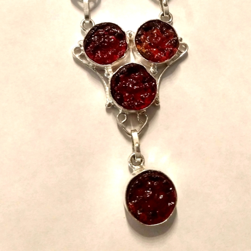 Red Stain Glass Necklace 925 made in India.